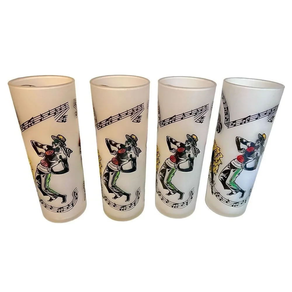 MCM Vintage 1940s-1950s CALYPSO~6pc/13oz~COLLINS GLASSES~BAR~TUMBLERS~CARIBBEAN